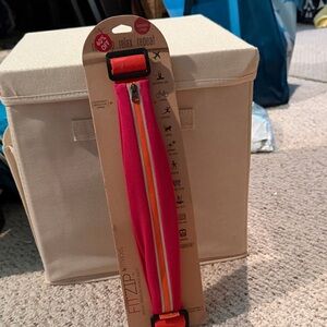 Hot Pink Stretch Belt with Orange & White Stripes